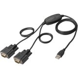 USB 2.0 Adapterkabel, USB-A Stecker > 2x Seriell RS232 Stecker