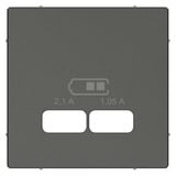 Merten Zentralplatte für USB Ladestation Einsatz aus Thermoplast matt anthrazit, Retail