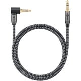 goobay Plus Audio Verbindungskabel AUX 3,5mm stereo, 90° schwarz/silber, 5 Meter, abgewinkelt