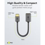 goobay Ultra High-Speed HDMI-Flexiadapter, Kabel schwarz/gold