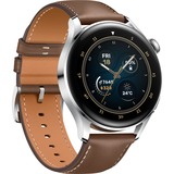 Huawei Watch 3 Classic, Smartwatch silber, Armband: Brown, Leder