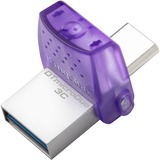 Kingston DataTraveler microDuo 3C 256 GB, USB-Stick violett/transparent, USB-A 3.2 Gen 1, USB-C 3.2 Gen 1