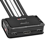 Lindy 2 Port DisplayPort 1.2, USB 2.0 & Audio Cable KVM Switch, KVM-Switch schwarz