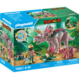 PLAYMOBIL 71821 Dinos Triceratops mit Jungtier, Konstruktionsspielzeug 