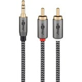 goobay Plus Audio Adapterkabel AUX 3,5mm Klinke > Stereo-Cinch Stecker schwarz/silber, 5 Meter