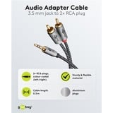 goobay Plus Audio Adapterkabel AUX 3,5mm Klinke > Stereo-Cinch Stecker schwarz/silber, 5 Meter
