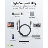 goobay Plus Audio Adapterkabel AUX 3,5mm Klinke > Stereo-Cinch Stecker schwarz/silber, 5 Meter