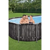 Bestway Power Steel Frame Pool-Set, 732cm x 366cm x 122cm, Schwimmbad dunkelbraun/blau, Holzdekor, mit Filterpumpe