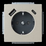 Busch-Jaeger Schutzkontaktsteckdose mit USB-A und USB-C Anschluss edelstahl, Retail