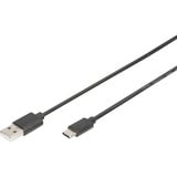 Digitus USB 2.0 Anschlusskabel USB-A > USB-C schwarz, 1 Meter, PD, Laden mit bis zu 15 Watt
