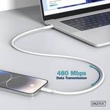 Digitus USB 2.0 Silikon-Kabel USB-C > Lightning, MFI zertifiziert weiß, 1 Meter, PD 2.0, Laden mit bis zu 60 Watt