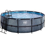 Exit Toys Stone Pool, Frame Pool Ø 427x122cm, Schwimmbad grau, mit Sandfilteranlage