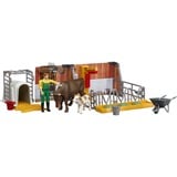 bruder 62611 bworld Kuh- und Kälberstall mit Landwirt, Kulisse mehrfarbig
