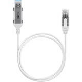 goobay Ethernet-Adapterkabel USB-A 3.2 Gen1 > RJ-45, Slim weiß, 2 Meter