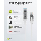 goobay Ethernet-Adapterkabel USB-A 3.2 Gen1 > RJ-45, Slim weiß, 2 Meter