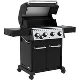 Broil King Gasgrill Crown 440 - BUNDLE schwarz, mit Seitenbrenner, inkl. Gussplatte, Schutzhülle und Grillzange