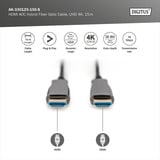 Digitus HDMI AOC Hybrid Glasfaserkabel, UHD 4K schwarz, 15 Meter