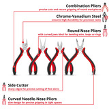 EINHELL Elektronikzangen-Set, 4-teilig schwarz/rot, 115 / 120 / 130 mm