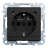 Merten Steckdose mit Lichtauslass, Schutzkontaktsteckdose Typ F, mit LED-Beleuchtung, System M schwarz (matt), Retail