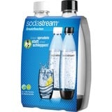 SodaStream PET-Flasche Fuse 1 Liter Duopack, Trinkflasche transparent/schwarz, 1x weiß, 1x schwarz