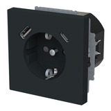 0 Schutzkontaktsteckdose mit USB Typ A und USB Typ C Anschlüssen schwarz, Retail