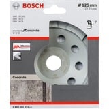 Bosch Diamant-Topfscheibe Standard for Concrete, Ø 125mm, Schleifscheibe Bohrung 22,23mm, für Beton- und Winkelschleifer