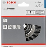 Bosch Scheibenbürste Heavy for Metal, Ø 115mm, gezopft 0,5mm Stahldraht, M14, für Winkelschleifer