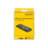 DeLOCK Externes Gehäuse für M.2 SATA SSD, Laufwerksgehäuse schwarz, mit USB Type-C Buchse