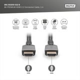 Digitus HDMI Ultra High Speed Anschlusskabel, mit Ethernet, UHD 8K schwarz/grau, 1 Meter, gesleevt