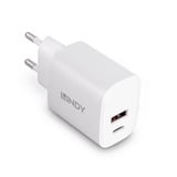 Lindy 20W USB Typ A & C Charger, Ladegerät weiß