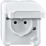 Merten Steckdosen-Einsatz Schutzkontaktstift mit Klappdeckel, Aufputz, IP44, 16 Ampere, 250 Volt hellgrau, Retail