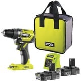 Ryobi ONE+ Akku-Bohrschrauber R18DD5-220S, 18Volt grün/schwarz, 2x Li-Ionen Akku 2,0Ah, Tasche