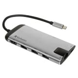 Verbatim USB-C Multiport-Hub, Dockingstation grau, HDMI, USB-A, RJ-45