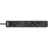 Brennenstuhl Ecolor Steckdosenleiste 3-fach, 2x USB, mit 3 Countdown Timern weiß/schwarz, 1,5 Meter Kabel, USB-A, USB-C, mit Sicherheitsschalter