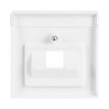 Busch-Jaeger Zentralscheibe Datenanschlussdose mit schrägem Auslass und Beschriftungsfeld 1803-84, Abdeckung weiß (glänzend), Retail