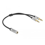 DeLOCK Headset Adapter 3,5mm 4 Pin Klinkenbuchse > 2x 3,5mm 3Pin Klinkenstecker schwarz/silber, 25cm