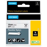 Dymo Rhino IND ORIGINAL Schriftband Flexibles Nylon 19mm x 3,5m, schwarz auf gelb permanent haftend, 18491