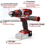 EINHELL Power X-Change Akku-Schlagbohrschrauber TE-CD 18/48 Li-i-Solo, 18Volt rot/schwarz, ohne Akku und Ladegerät