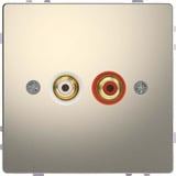 Merten Steckdose mit zwei Cinch-Steckbuchsen für Audio Anschluss grau, Retail