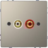 Merten Steckdose mit zwei Cinch-Steckbuchsen für Audio Anschluss grau, Retail