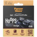 PanzerGlass Hoops Titanium Kameraschutz, Schutzfolie blau, iPhone 15 Pro / 15 Max