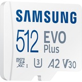 SAMSUNG EVO Plus 512 GB microSDXC (2024), Speicherkarte weiß, UHS-I U1, Class 10, V10, A1