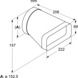 Siemens Adapterstück HZ9VDSI0, Ø 150mm, Rohr schwarz, rund>flach, männlich