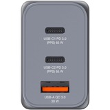 Verbatim GaN-Ladegerät 65W, 1x USB-A , 2x USB-C grau, PD 3.0, QC 3.0