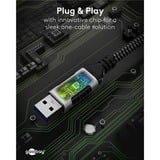 goobay Ethernet-Kabel USB-A 3.2 Gen1 Stecker > RJ-45 Stecker schwarz/silber, 1,5 Meter, geflochtener Textilmantel