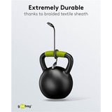 goobay Ethernet-Kabel USB-A 3.2 Gen1 Stecker > RJ-45 Stecker, LAN-Adapter schwarz/silber, 1,5 Meter, geflochtener Textilmantel