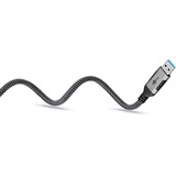 goobay Ethernet-Kabel USB-A 3.2 Gen1 Stecker > RJ-45 Stecker, LAN-Adapter schwarz/silber, 1,5 Meter, geflochtener Textilmantel