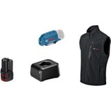 Bosch Heat+Jacket GHV 12+18V Kit Größe XL, Arbeitskleidung schwarz, inkl. Ladegerät GAL 12V-20 Professional, 1x Akku GBA 12V 2.0Ah