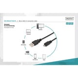 Digitus USB 2.0 Anschlusskabel USB-A (Stecker) > Micro-USB (Stecker)  schwarz, 1 Meter