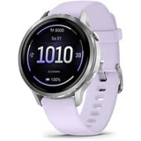 Garmin Venu 4 - 41 mm, Smartwatch silber/grau, Silikon-Armband in lavendelblau